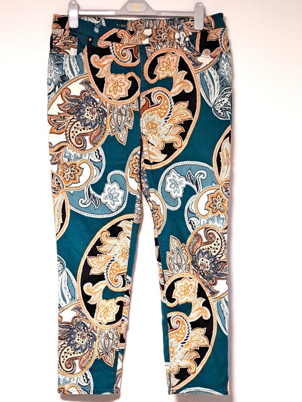 LADIES CHICO'S PAISLEY SOFT JEANS PANTS SIZE 2.5 SO SLIMMING STYLE
